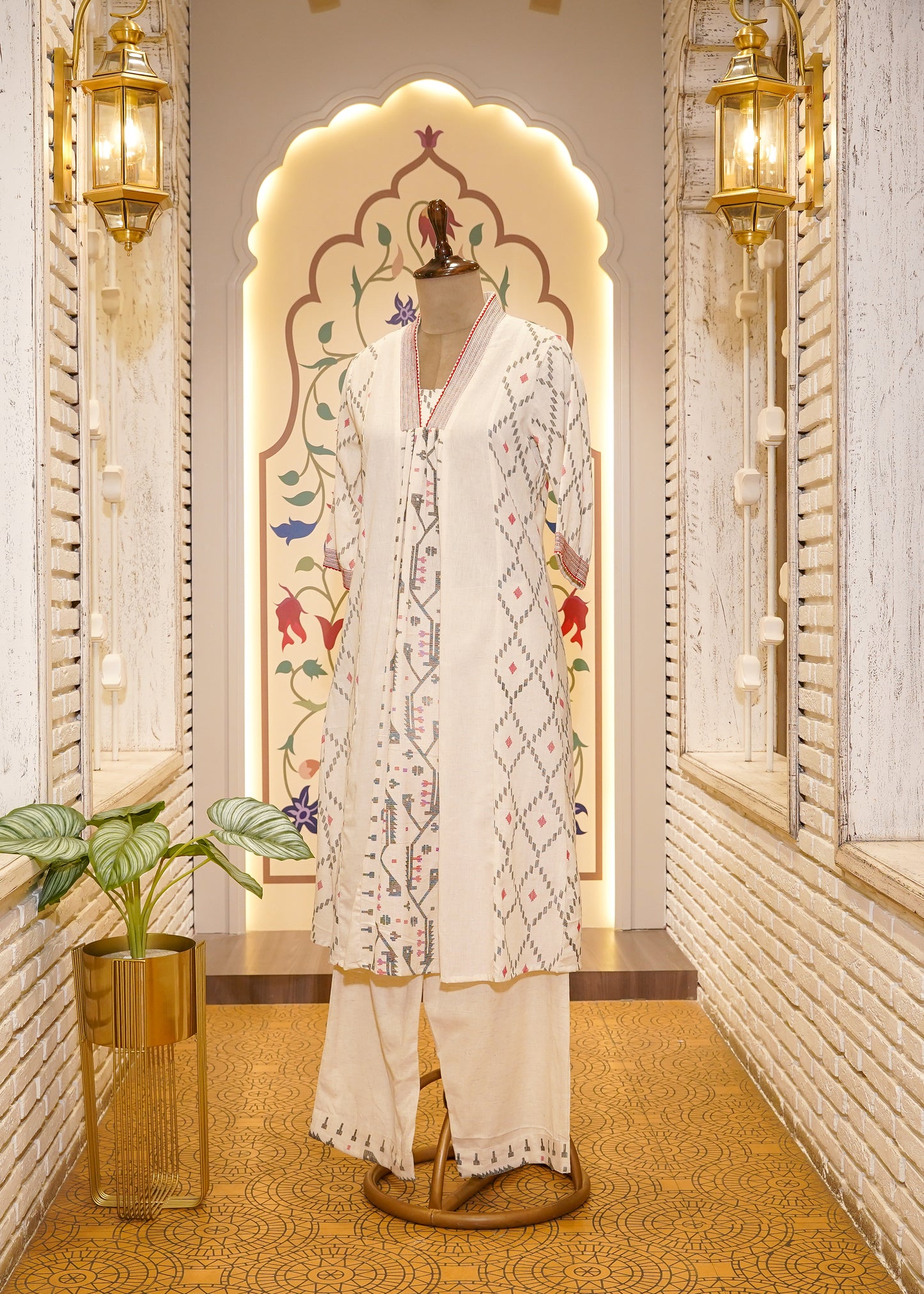 Ivory Cotton Printed Co-ord Set with Pockets
