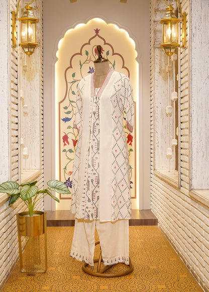 Ivory Cotton Printed Co-ord Set with Pockets
