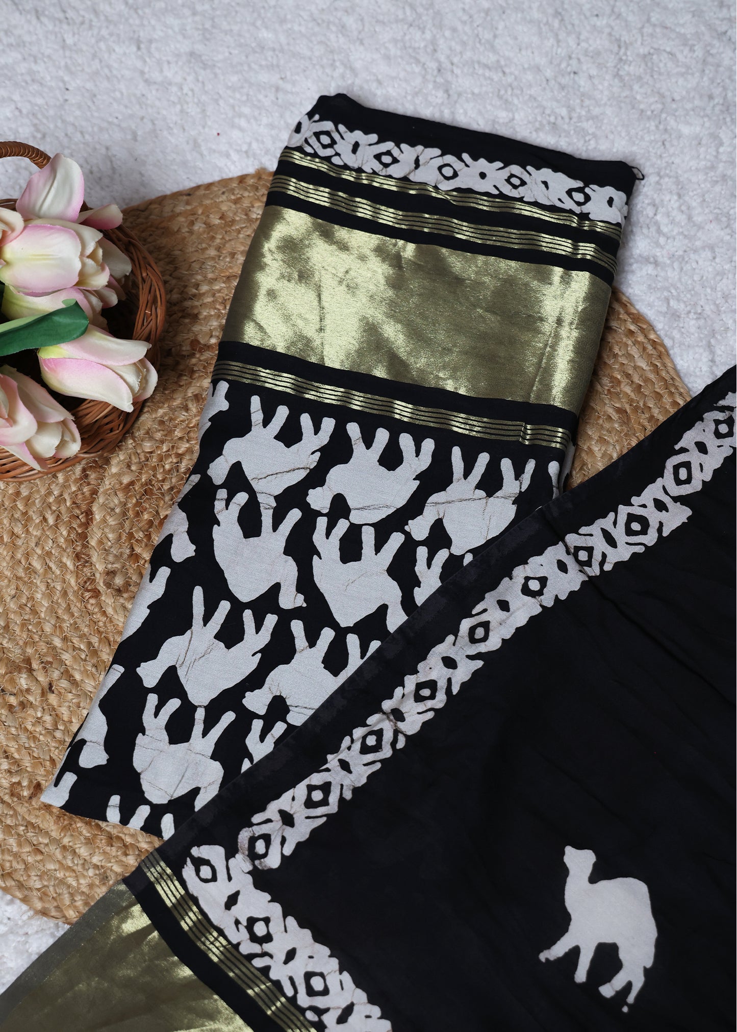Vaani Tie n Dye Black Unstitched Suit Set