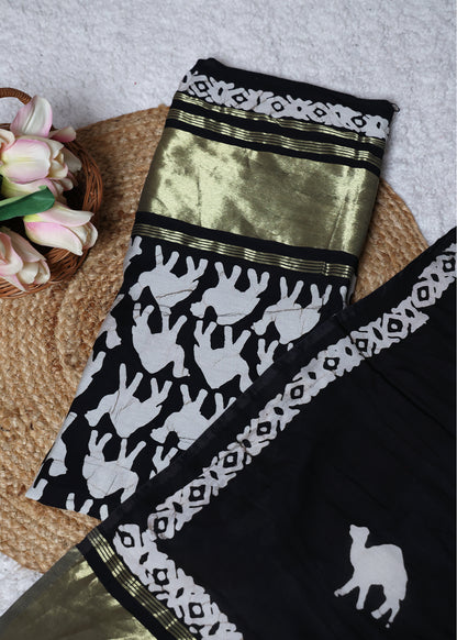 Vaani Tie n Dye Black Unstitched Suit Set