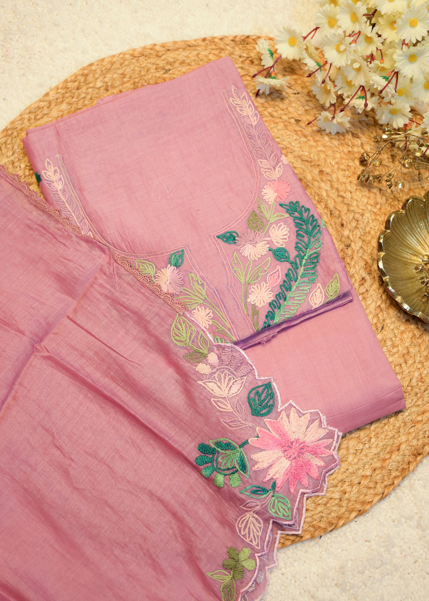 Niyati Pink Kantha Unstitched Suit Set
