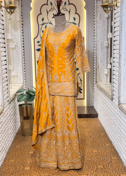 Yellow Party Wear Sharara Suit Set