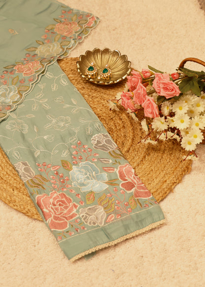 Lilya Blue Floral Unstitched Suit Set