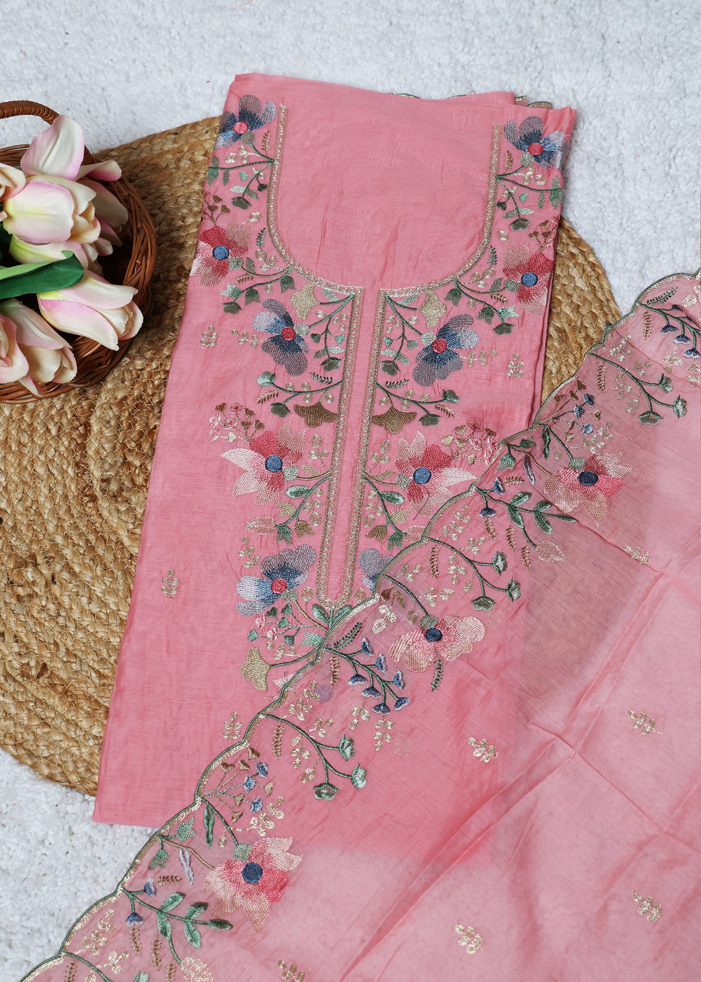 Trisha Pink Unstitched Suit set