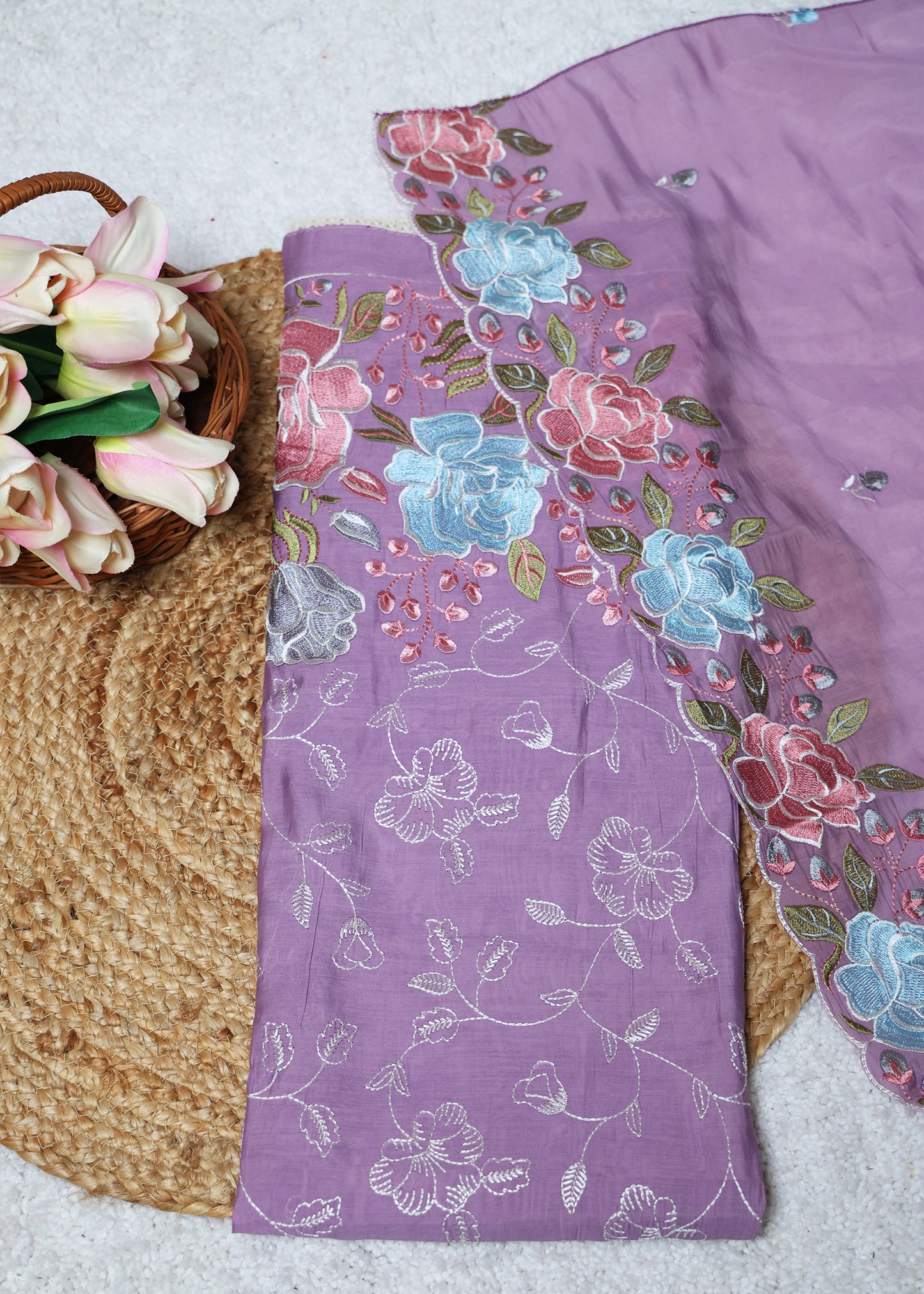 Lilya Purple Floral Unstitched Suit Set