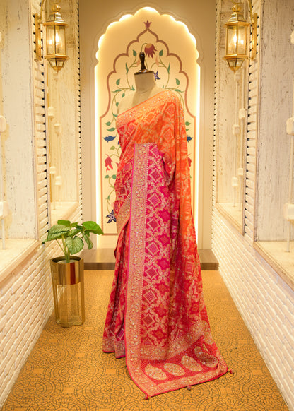 Leela Bhandhani Multi Color Saree with Unstitched Blouse