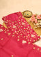 Pakhi Pink Applique Work Unstitched Suit Set