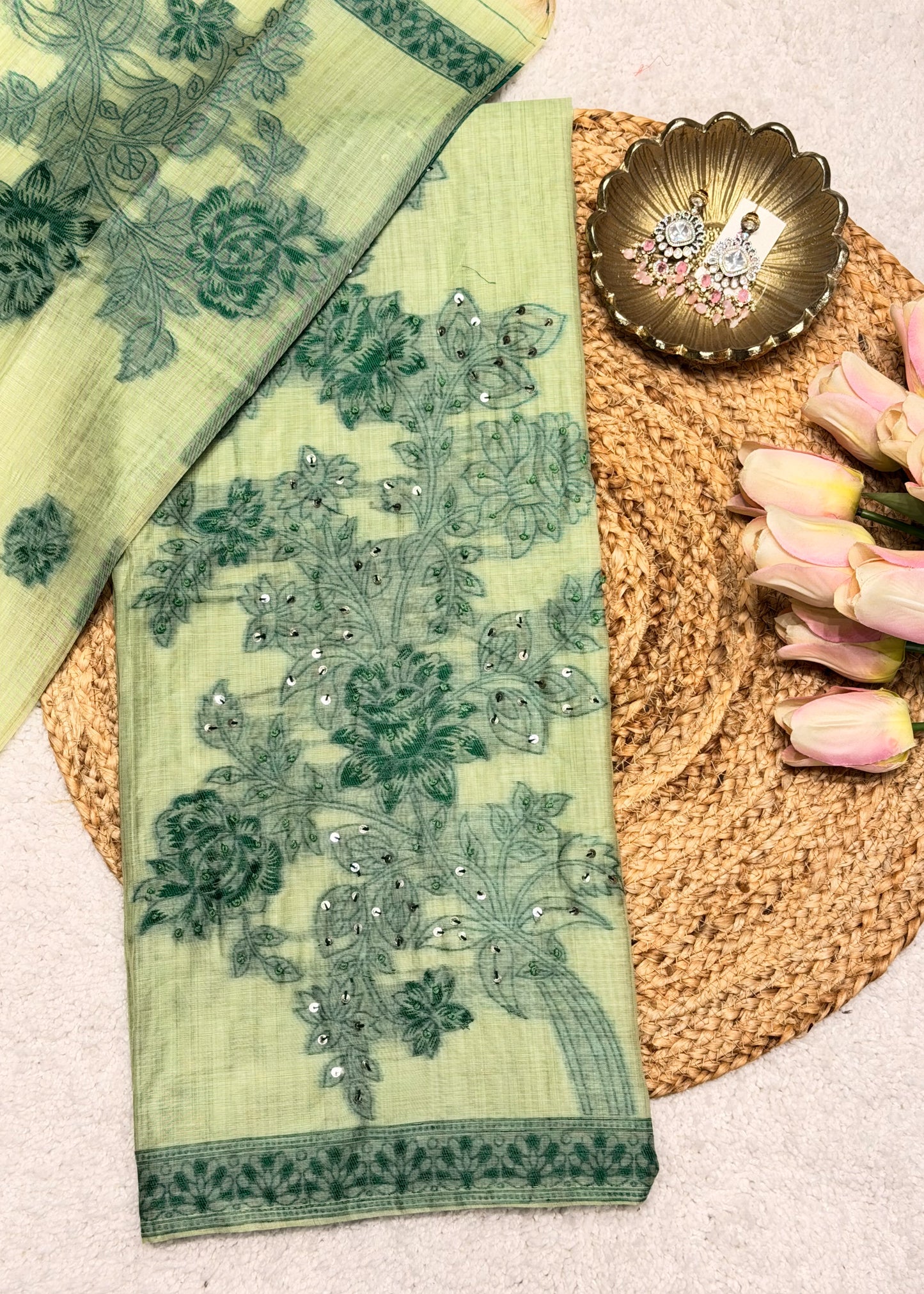 Hariyali Phool Unstitched Suit Set