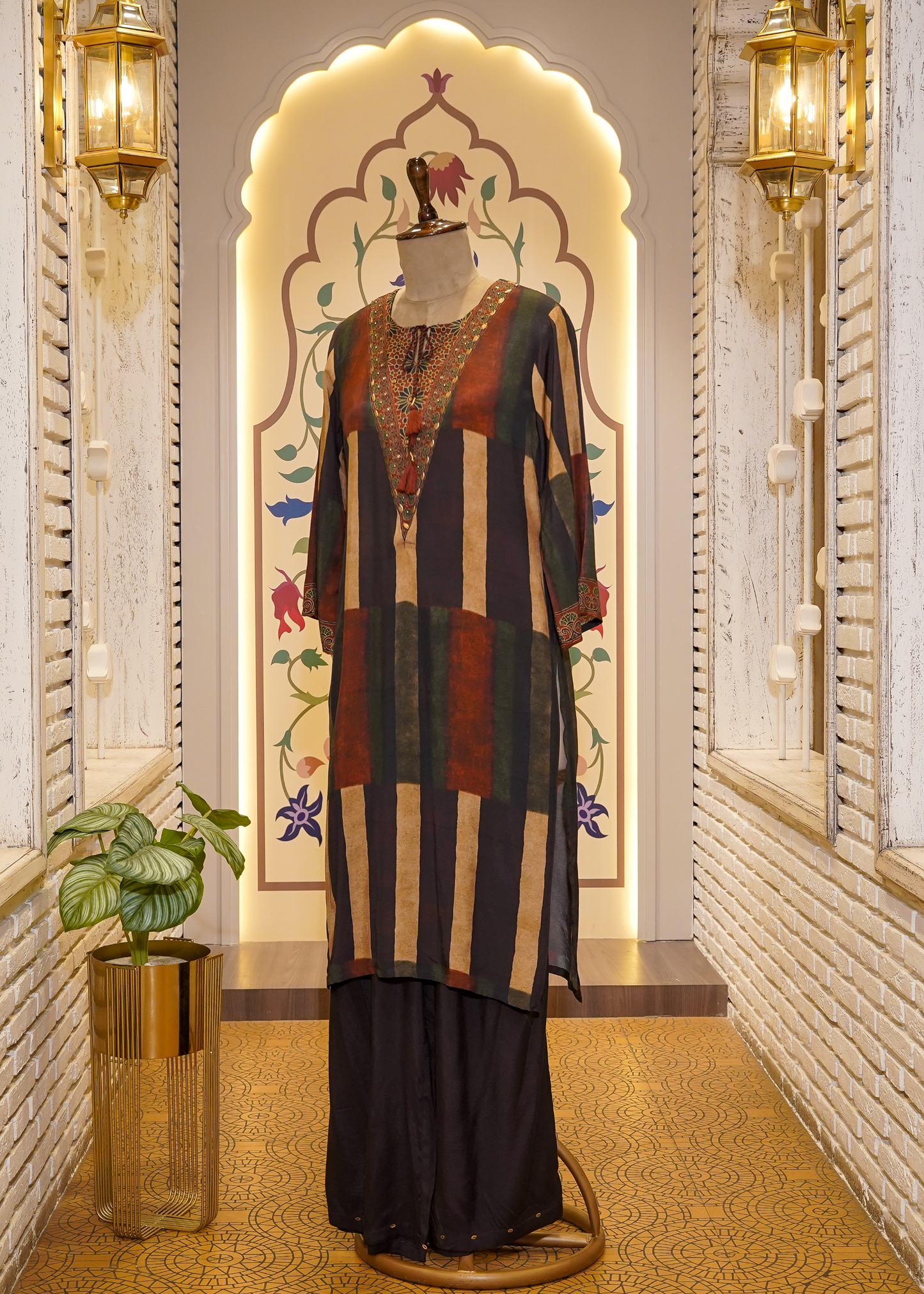Brown & Black Muslin Printed Co-ord Set