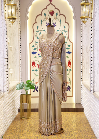 Karishma Corset Bejewelled Pre Drape Saree