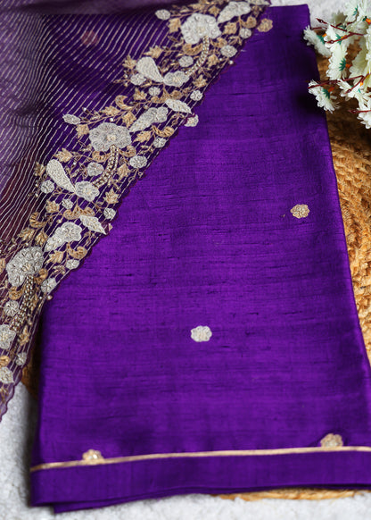 Noori Purple Heavy Hand Embroidered Unstitched Suit Set
