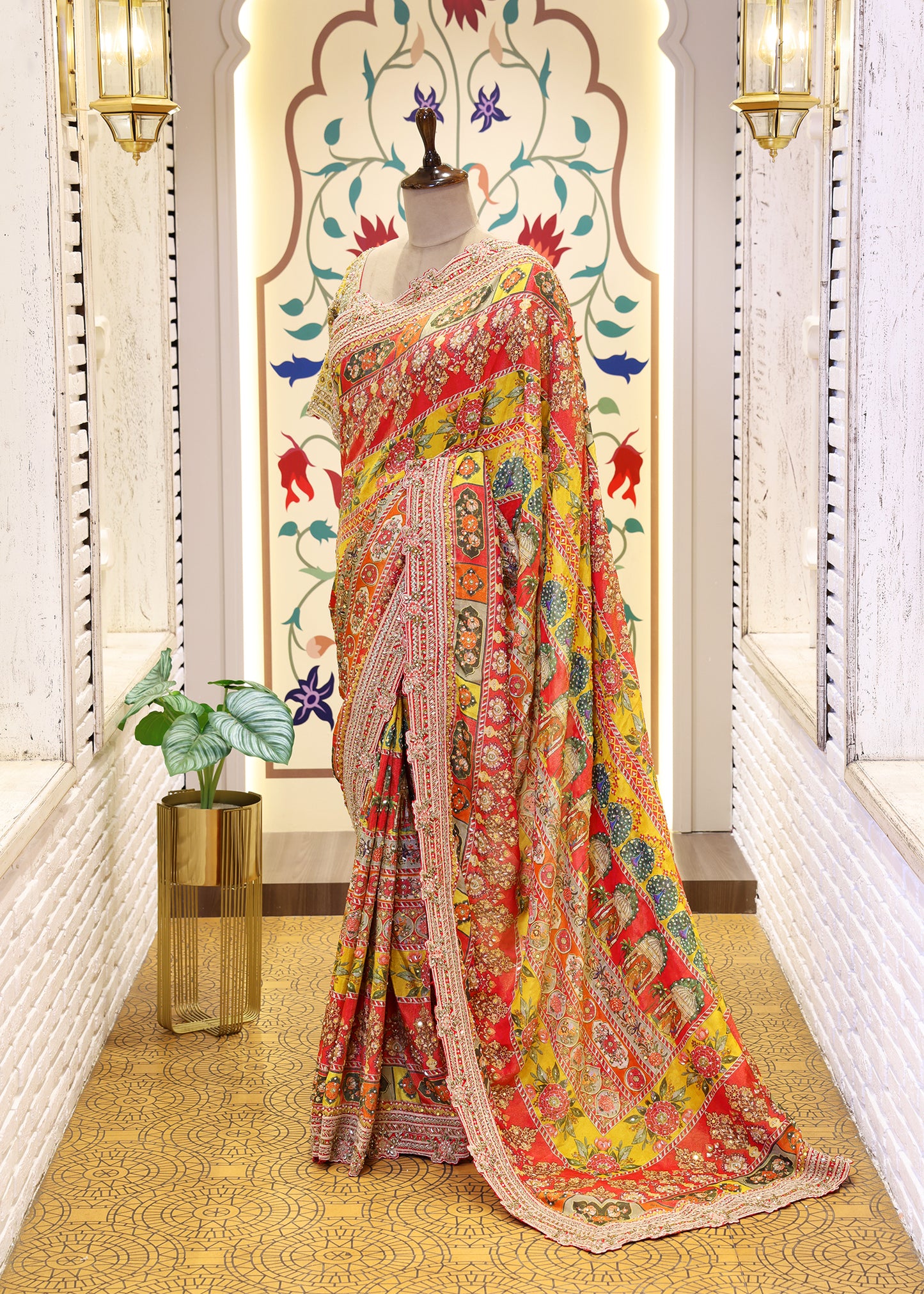 Tanvi Mustard Saree with Stitched Blouse