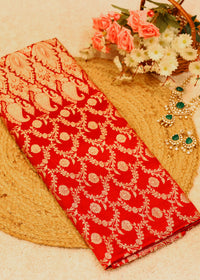 Pure Banarasi Red Saree with Unstitched Blouse