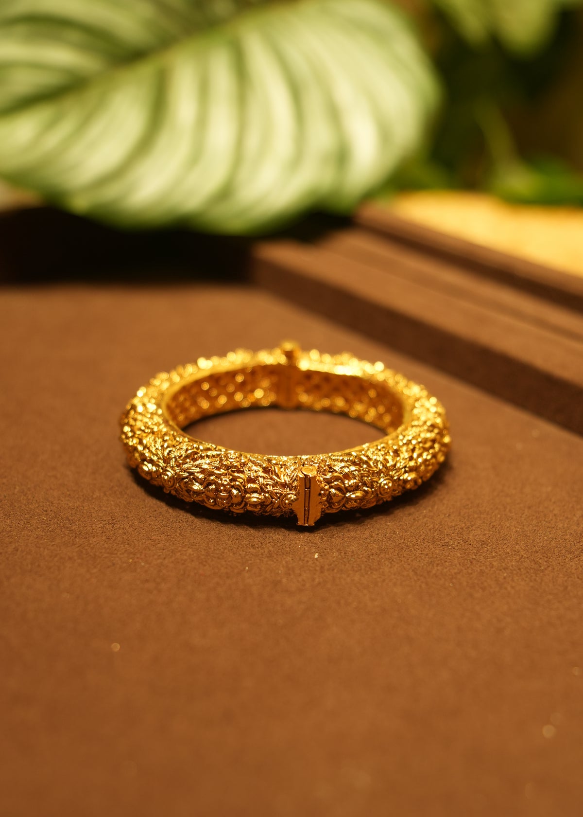 Rukhsar Floral Filigree Gold Nakashi Kada Bangle Pair