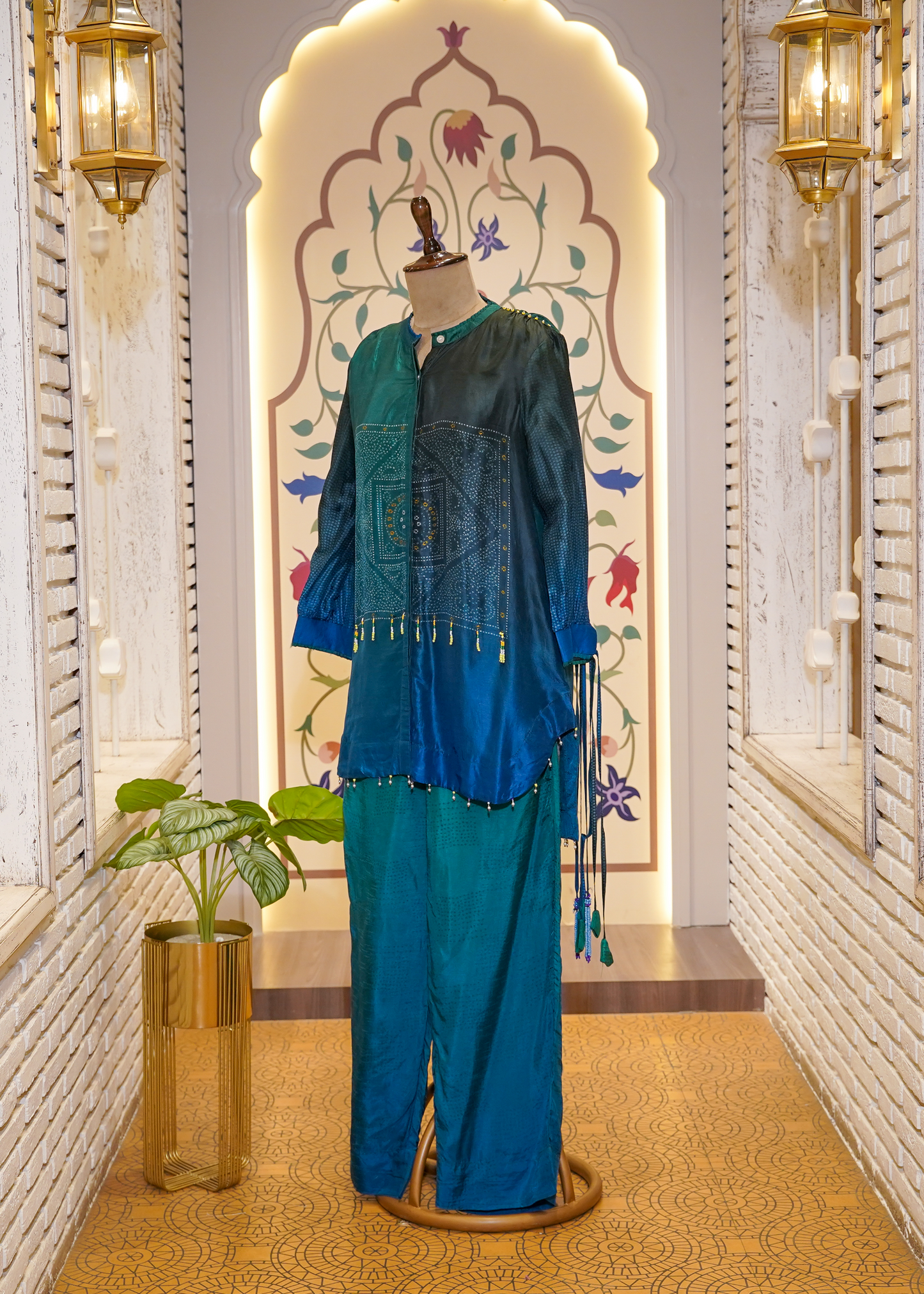 Blue Shaded Printed Silk Co-ord Set