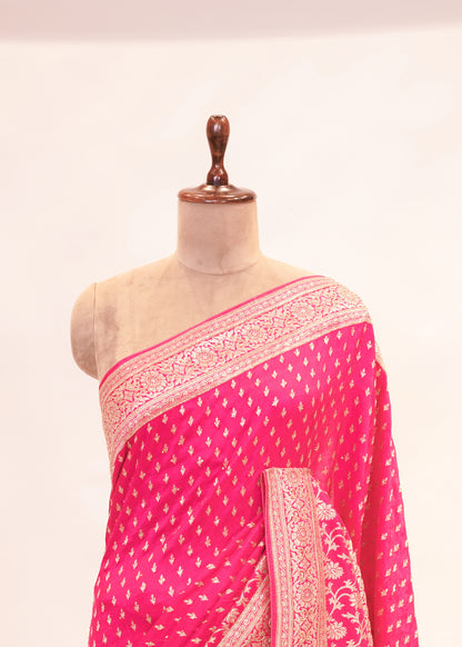 Rani Booti Embroidered Dola Silk Saree with Unstitched Blouse