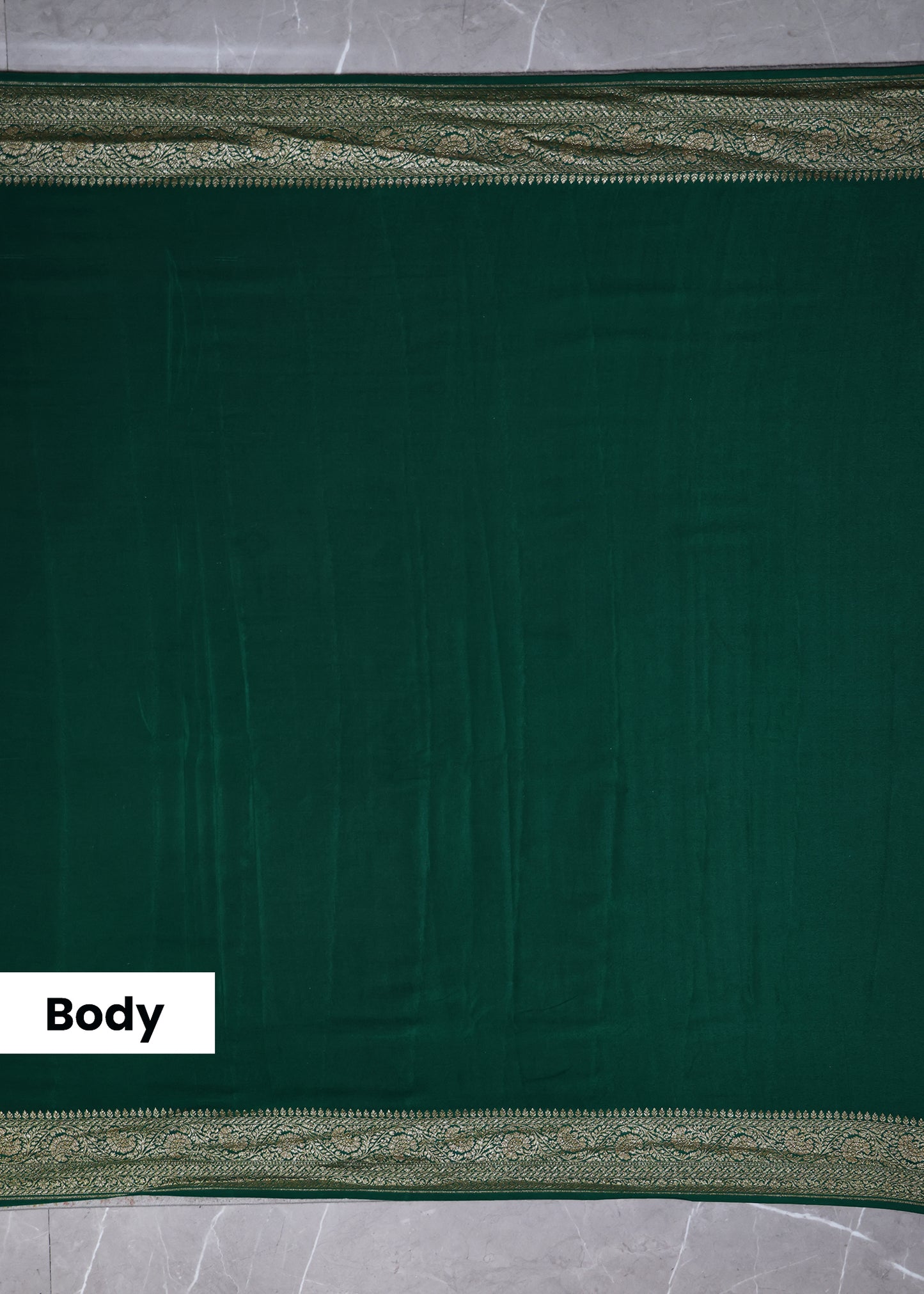 Deeya Plain Green Banarasi Pure Crepe Saree with Unstitched Blouse
