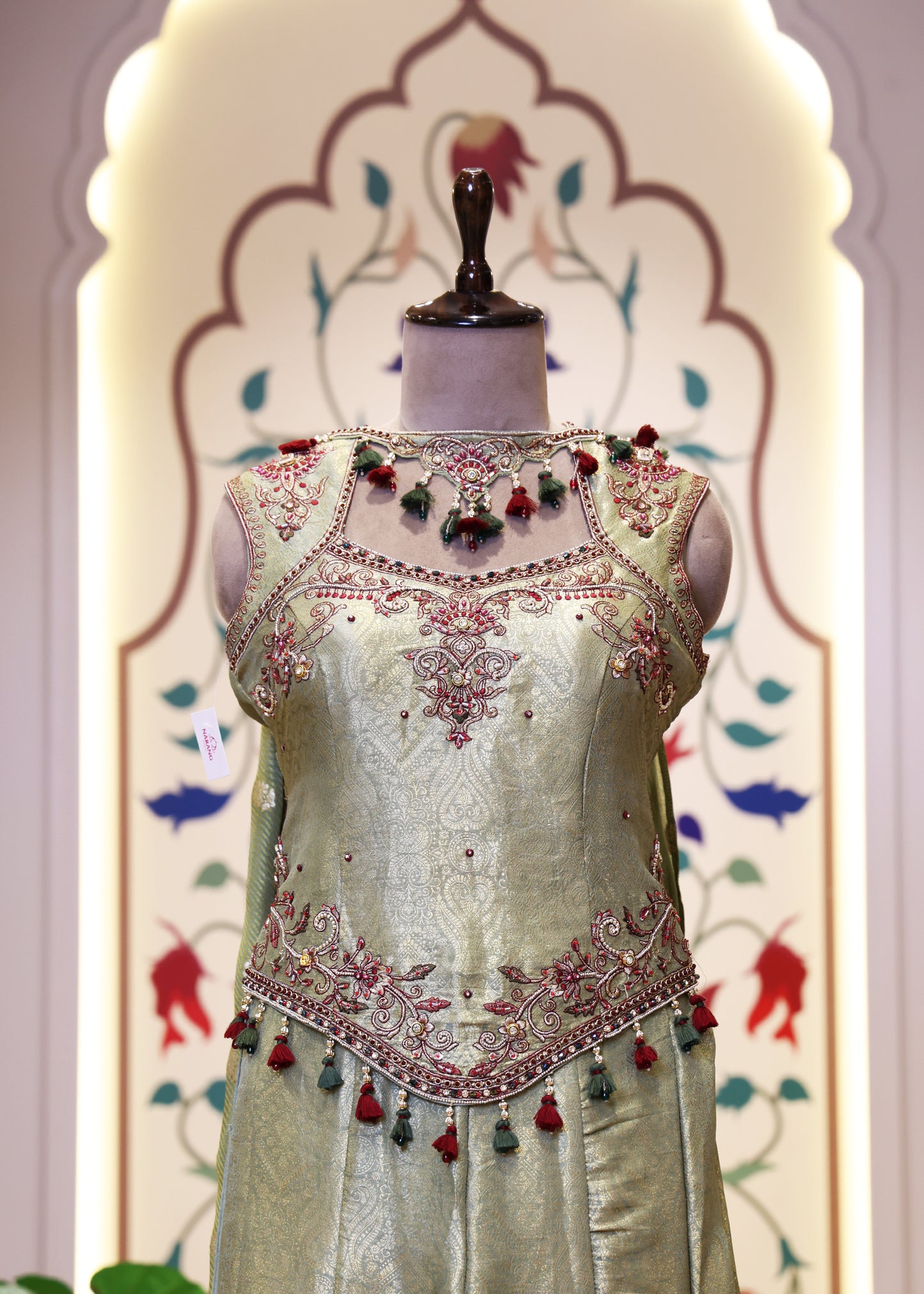 Mihika Green Banarasi Sharara Set with Dupatta