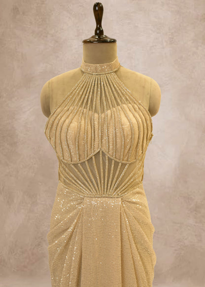 Golden Sequence With Corset Gown