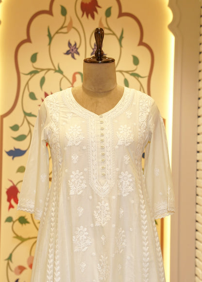 Alina White Chikankari Stitched Suit Set