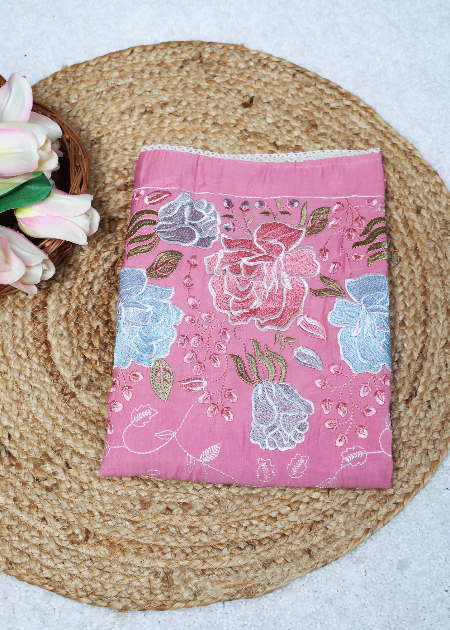 Lilya Pink Floral Unstitched Suit Set
