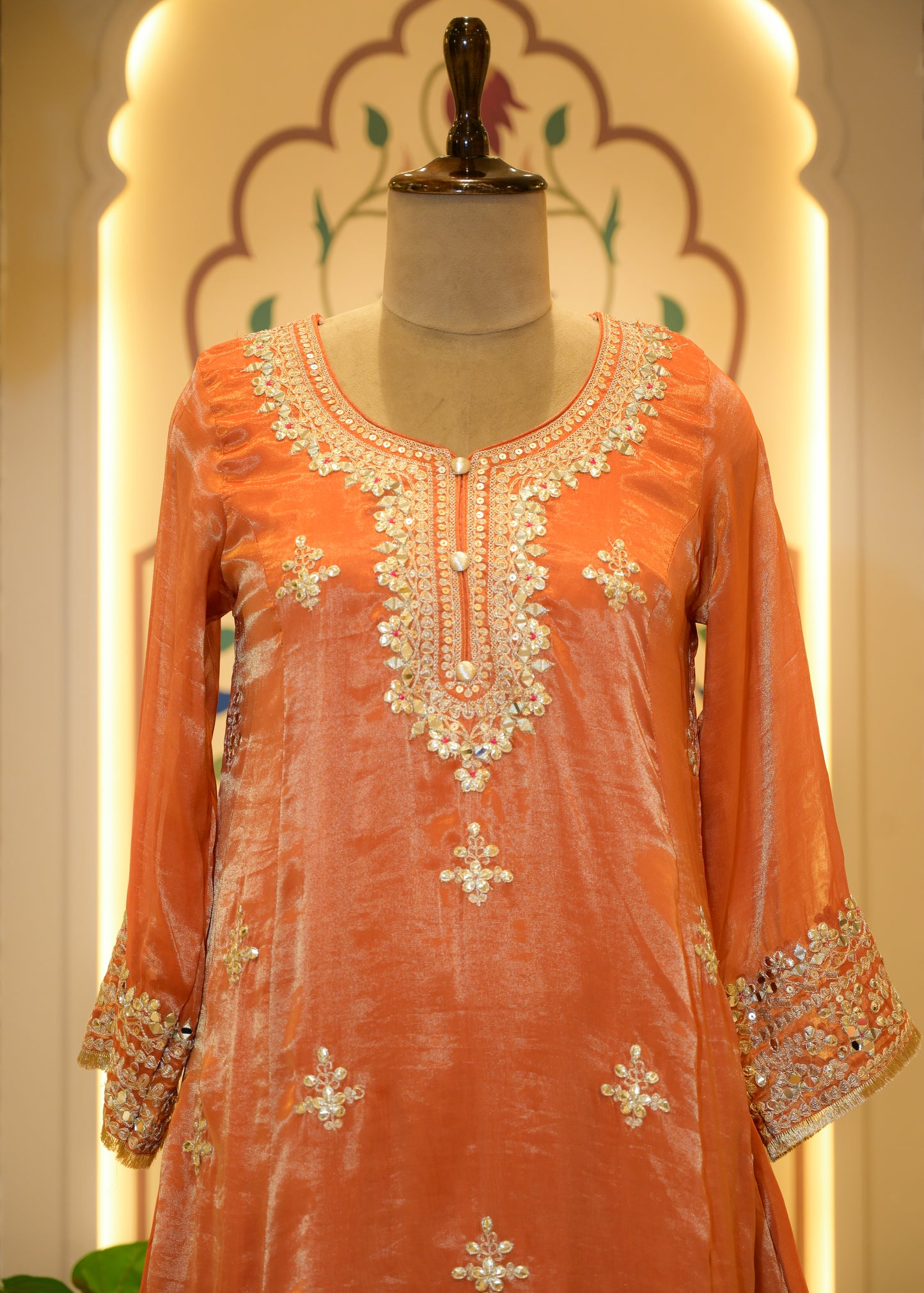Narangi Gotta Patti Farsi Salwar Stitched Suit Set