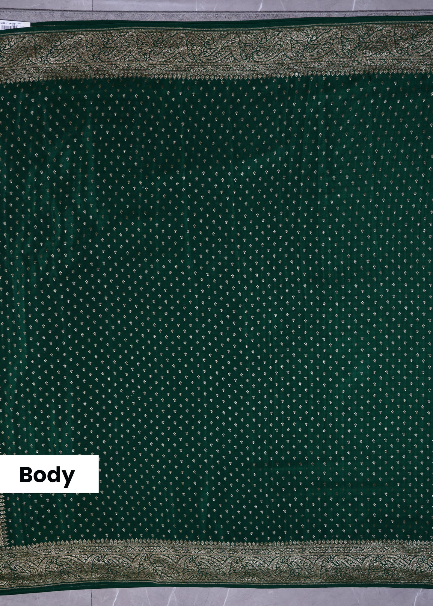 Tarini Green Banarasi Pure Crepe Saree with Unstitched Blouse