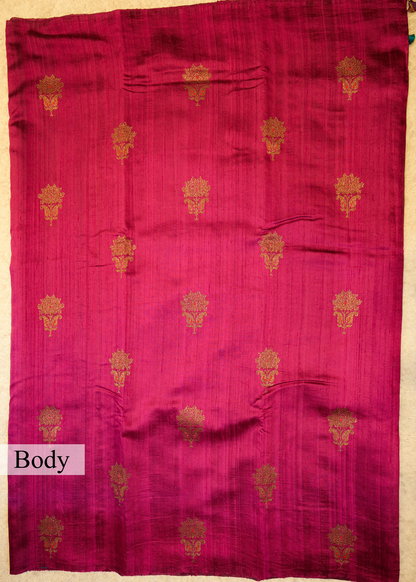 Fuchsia Pink Raw Silk Neem Zari Boota Saree with Unstitched Blouse
