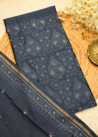 Sunanda Blue Shadow Embroidered Unstitched Suit Set