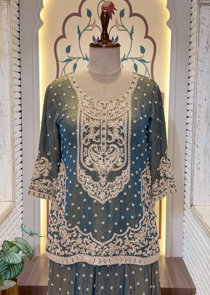 Mehendi Green Party Wear Sharara Suit Set