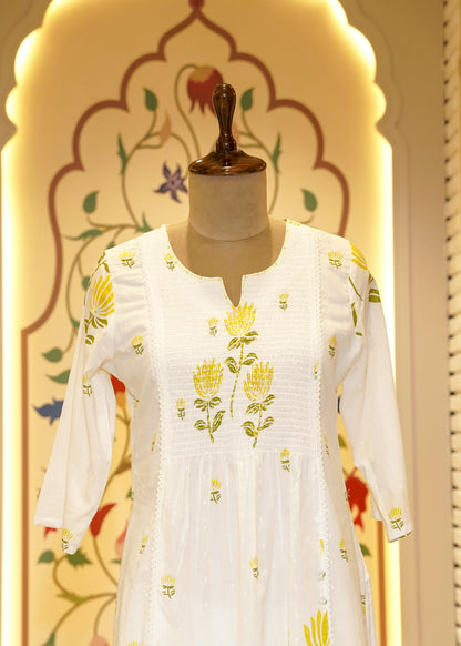 Laavi White Paisley Stitched Suit Set