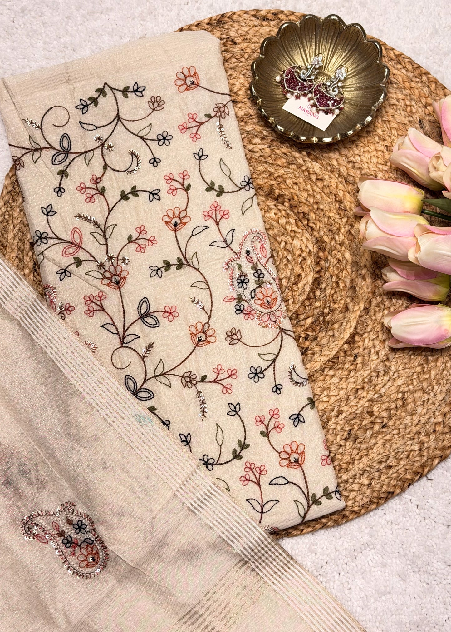 Bindal Thread Embroidered Unstitched Suit Set