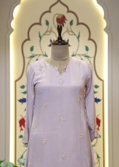 Meher Lavender A-line Stitched Suit Set