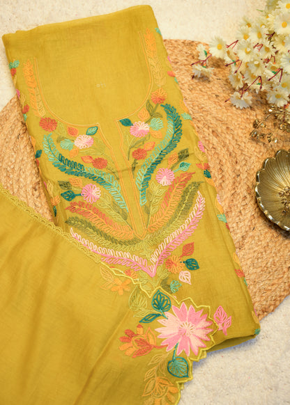 Niyati Green Kantha Unstitched Suit Set