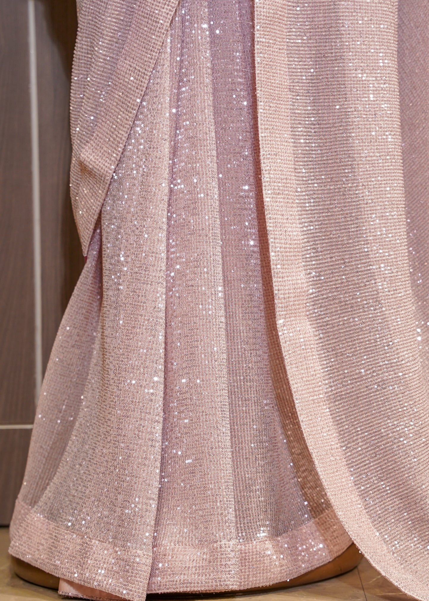 Pink Sequence Saree with Stitched Blouse