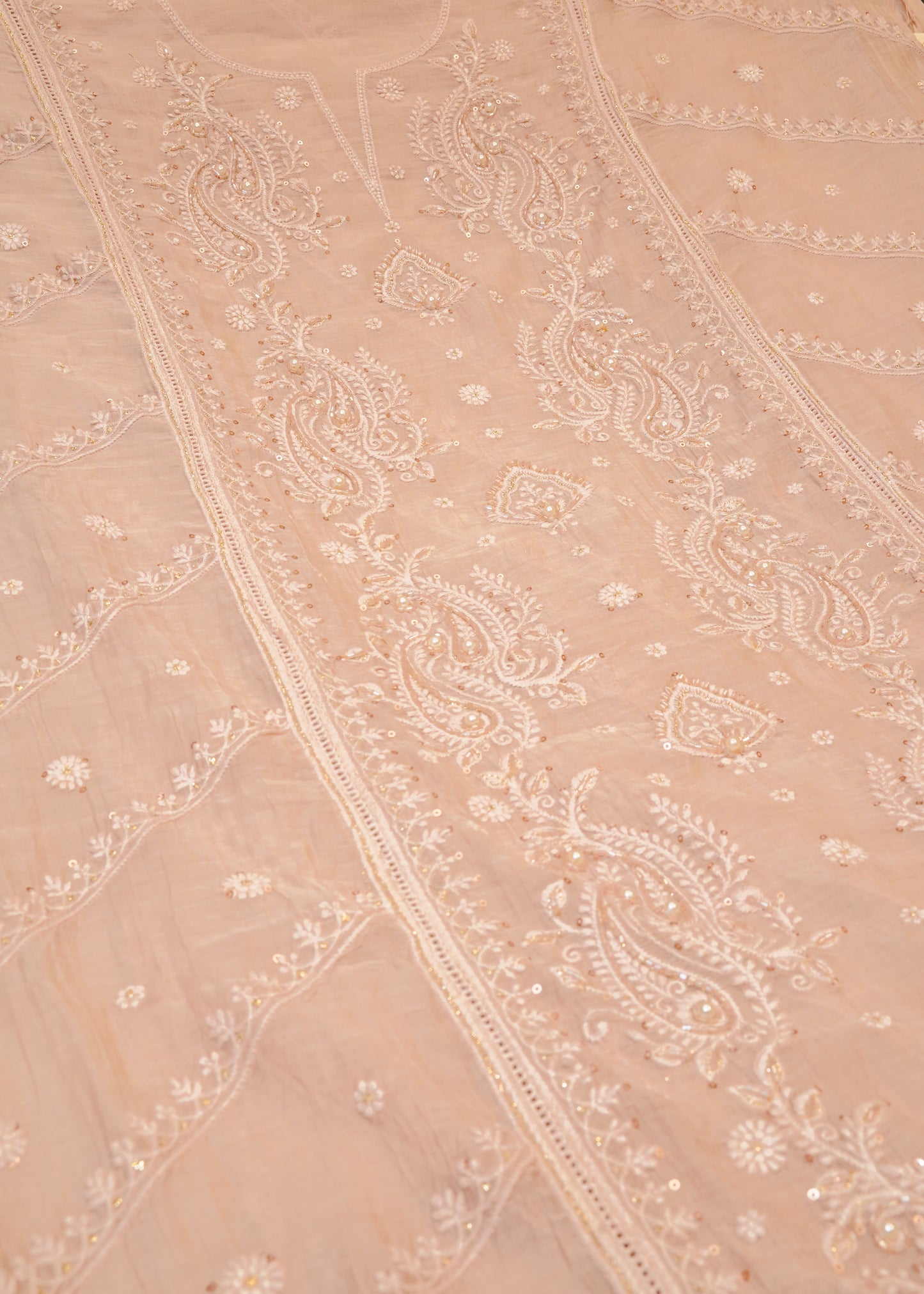 Pink Mul Cotton Thread Embroidered Unstitched Suit Set