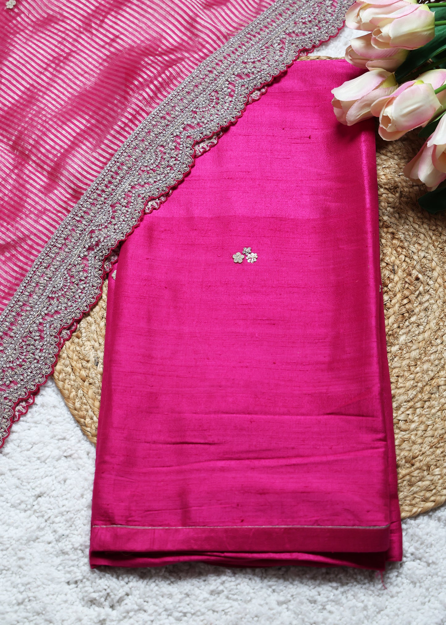 Gulabi Pink Handcrafted Unstitched Suit Set