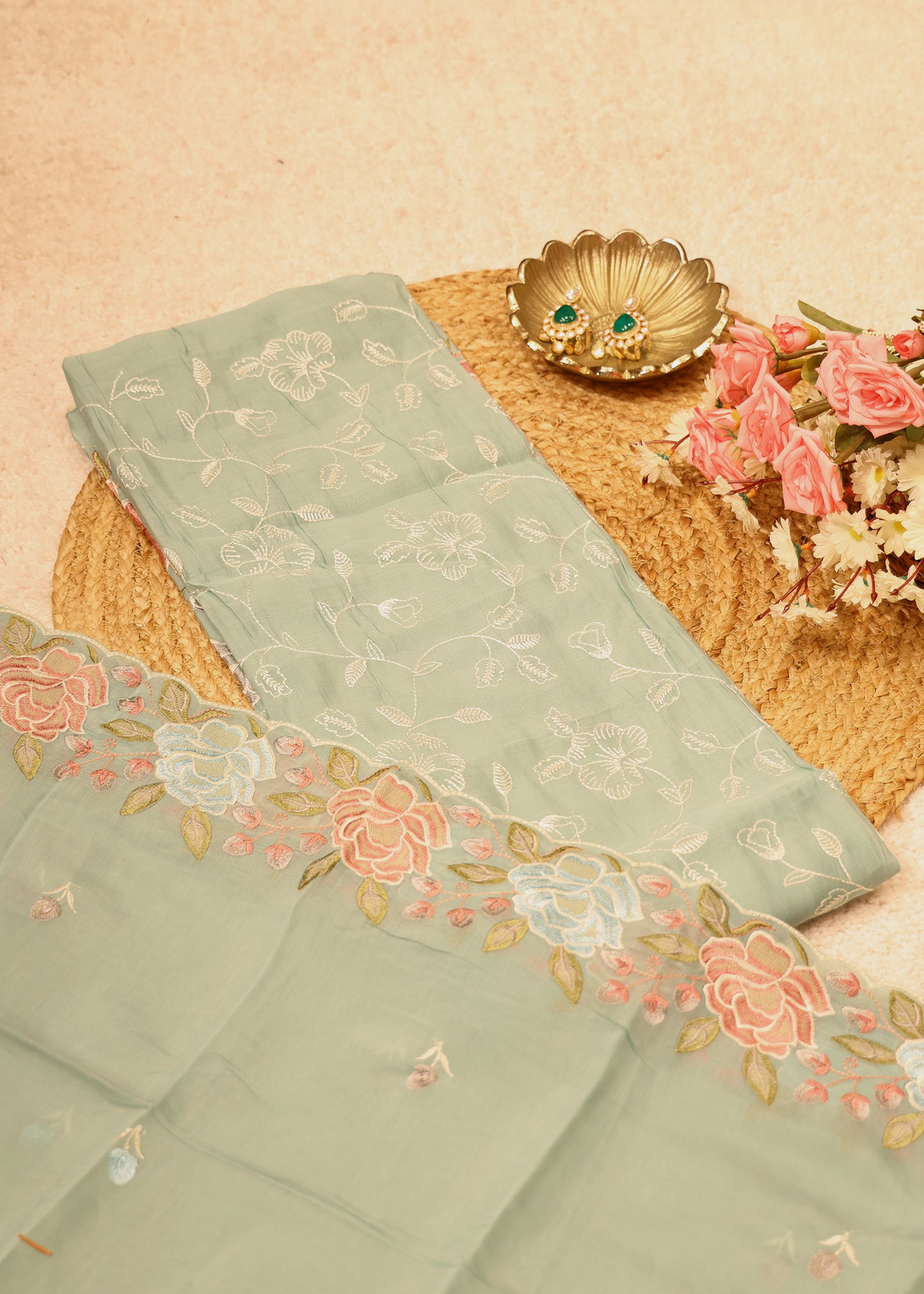 Lilya Blue Floral Unstitched Suit Set