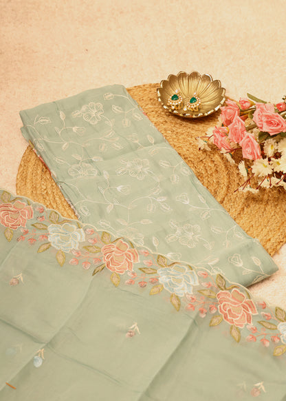 Lilya Blue Floral Unstitched Suit Set