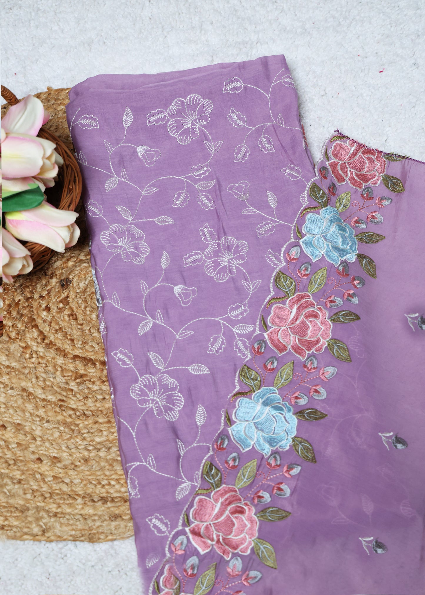 Lilya Purple Floral Unstitched Suit Set