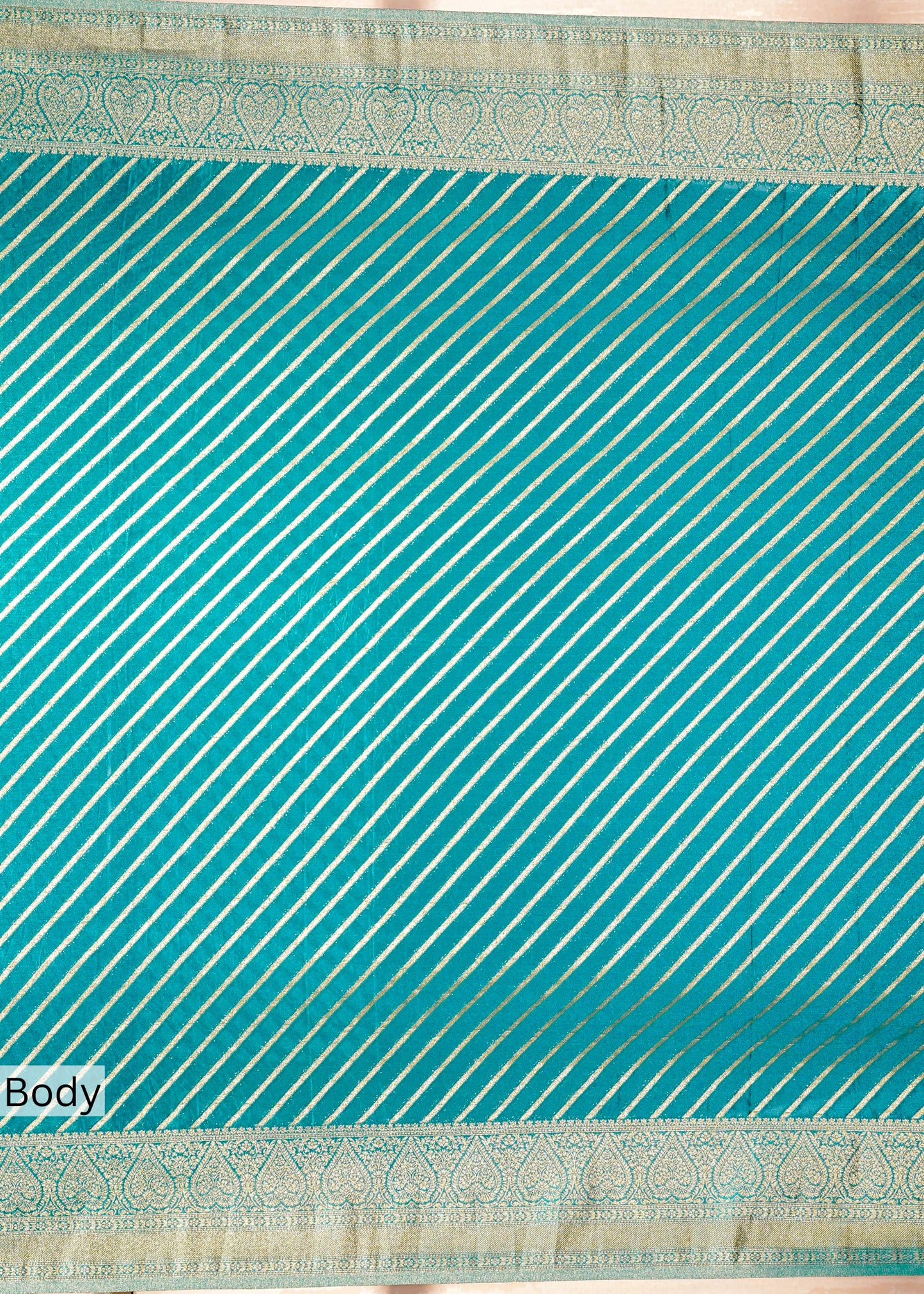 Teel Blue Chinon Leheriya Saree