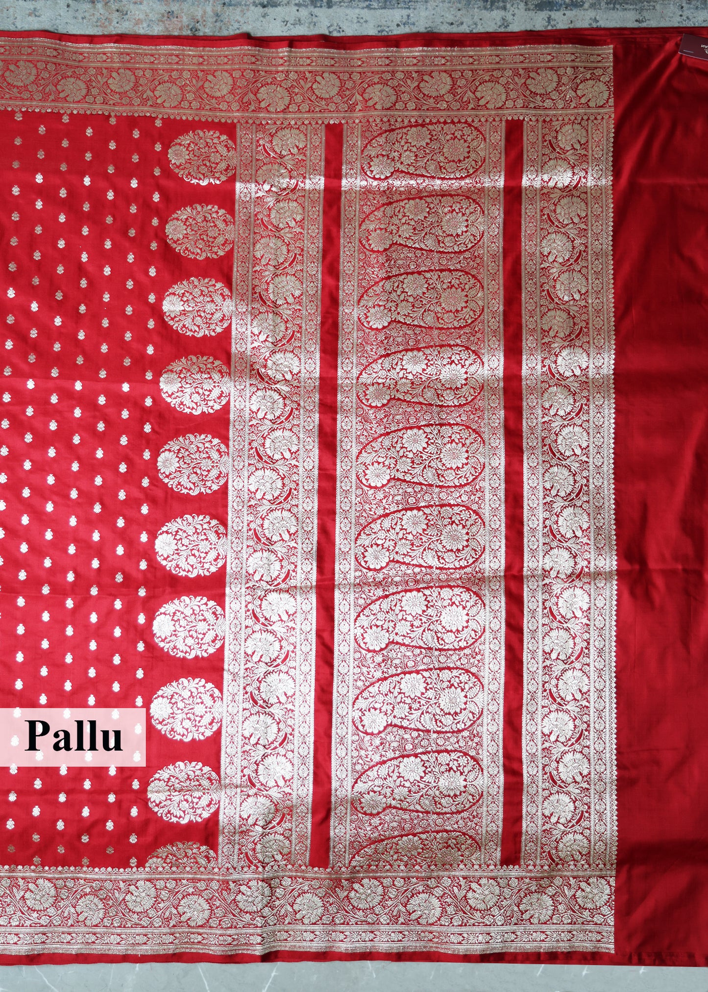 Mehroon Booti & Zari Border Banarasi Saree with Unstitched Blouse