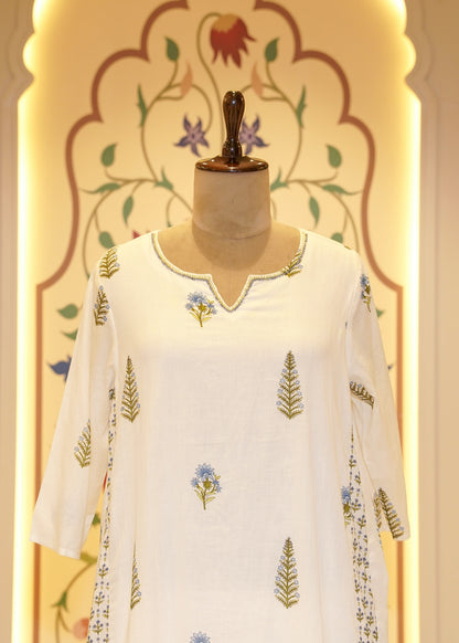 Inayat White Paisley Stitched Suit Set