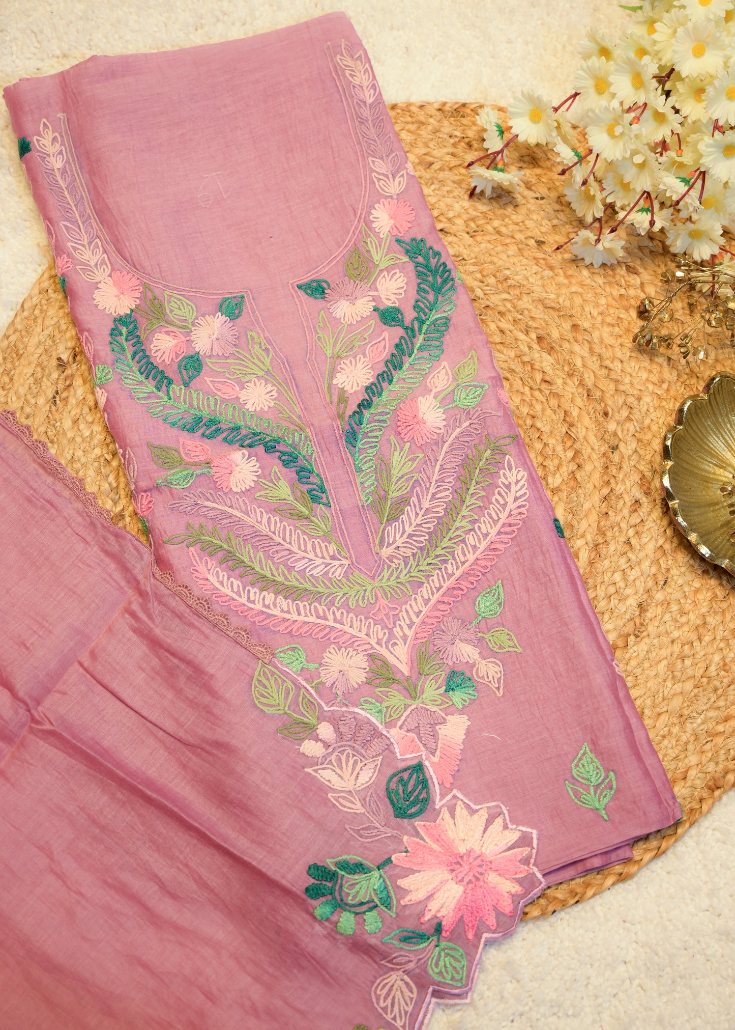 Niyati Pink Kantha Unstitched Suit Set