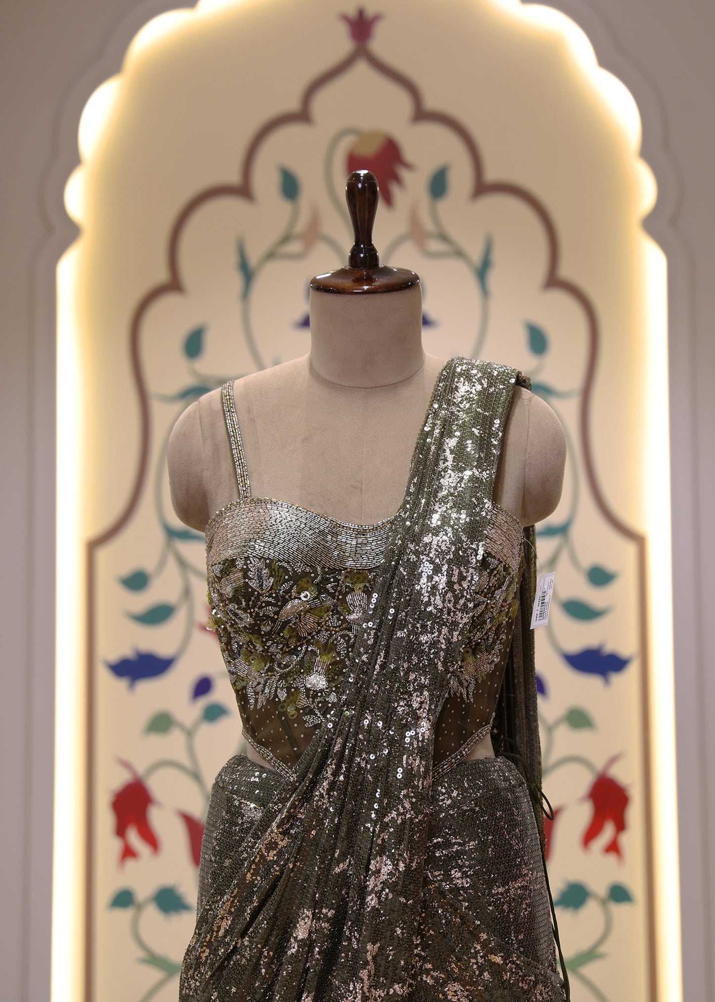 Dilbar Green Pre Draped Saree