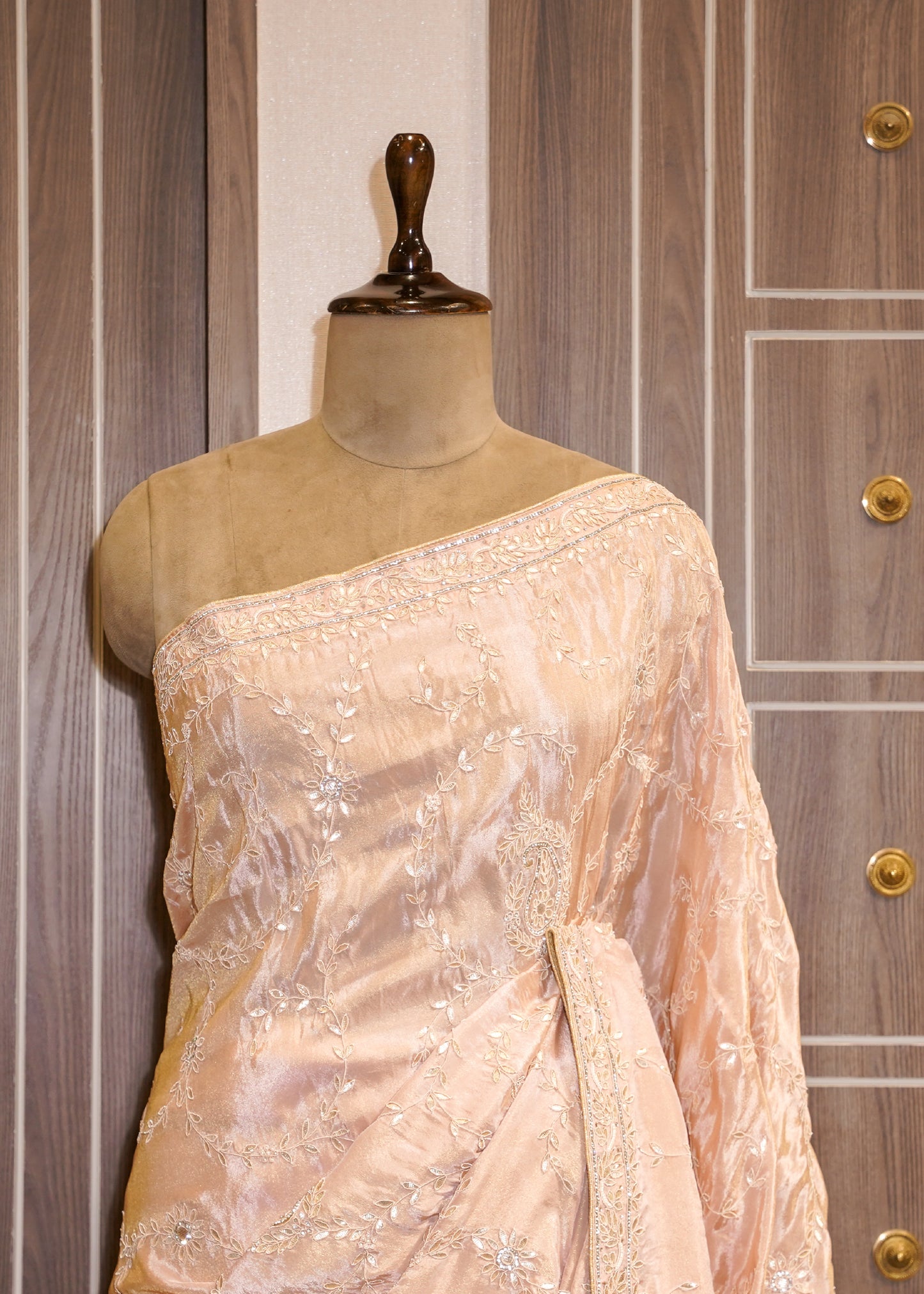 Pink Hand Embroidered Gota Pati Saree with Unstitched Rani Blouse