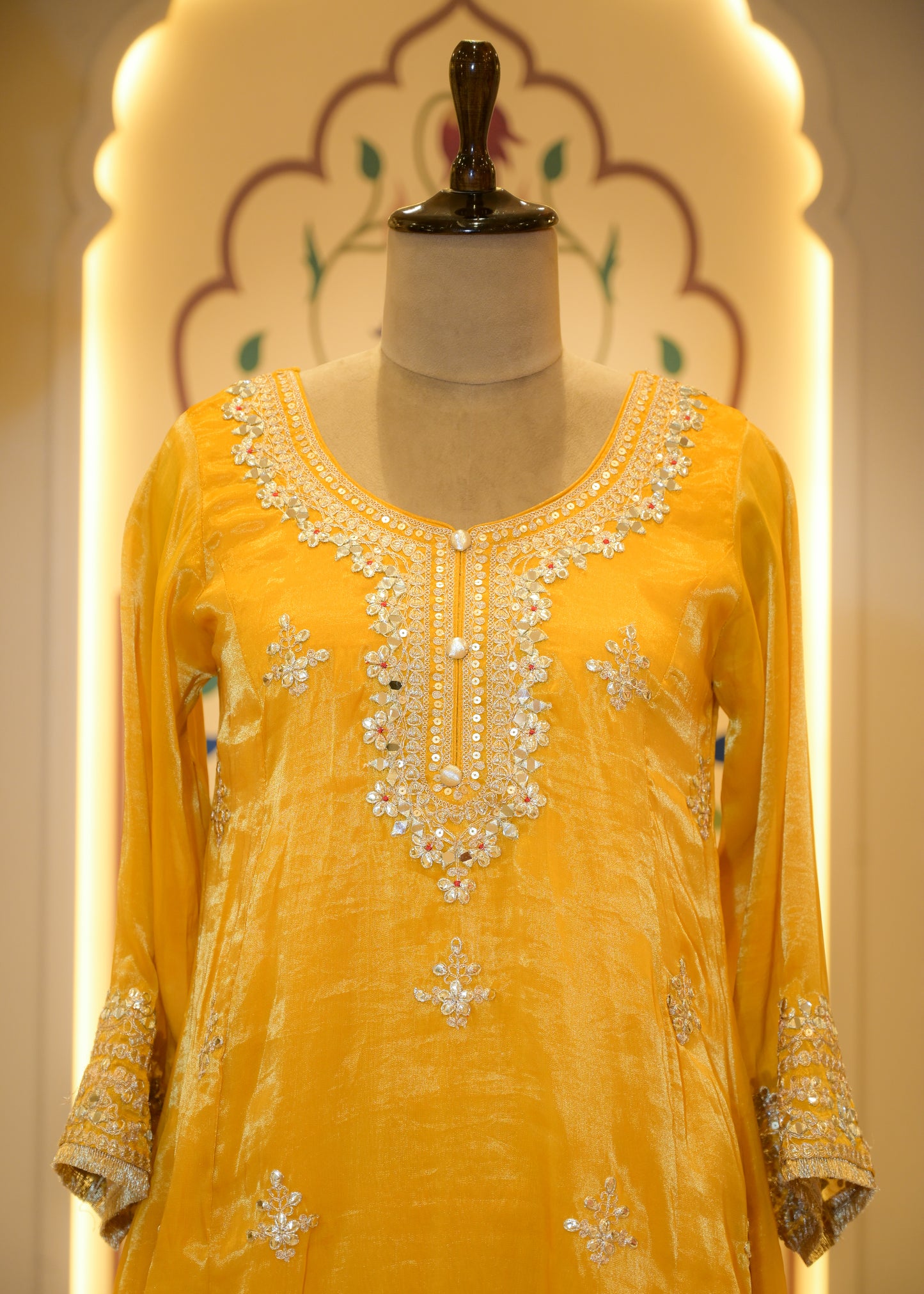 Genda Gotta Patti Farsi Salwar Stitched Suit Set