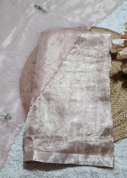 Harman Pastel Zari Handcrafted Tissue Unstitched Suit Set