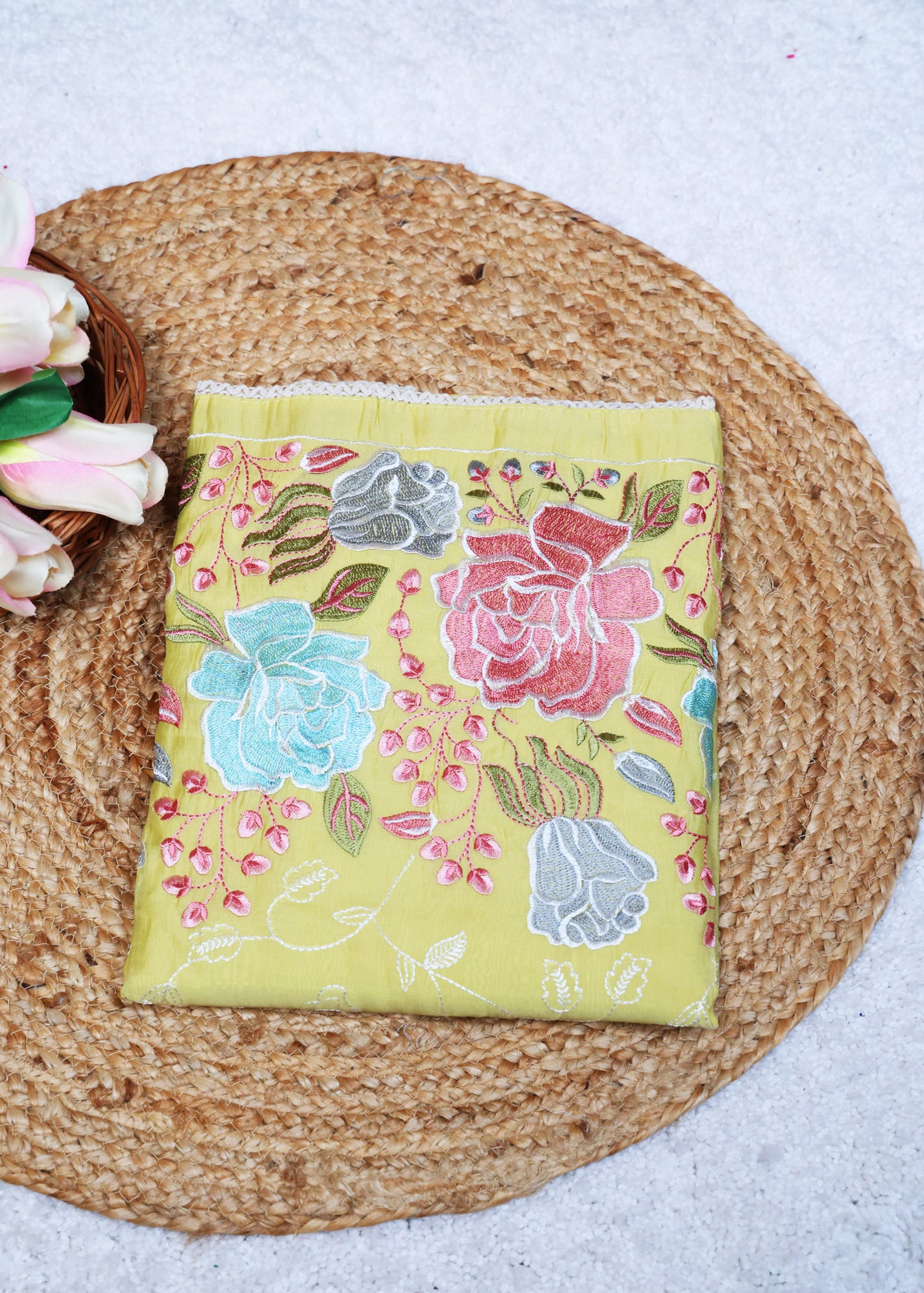 Lilya Yellow Floral Unstitched Suit Set