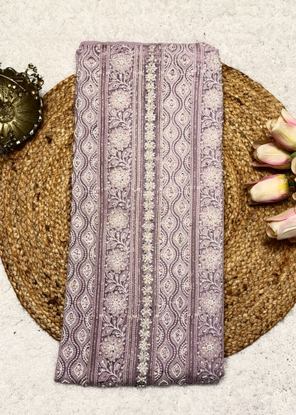 Heer Mauve Chikankari with Moti Embroidered Suit Set